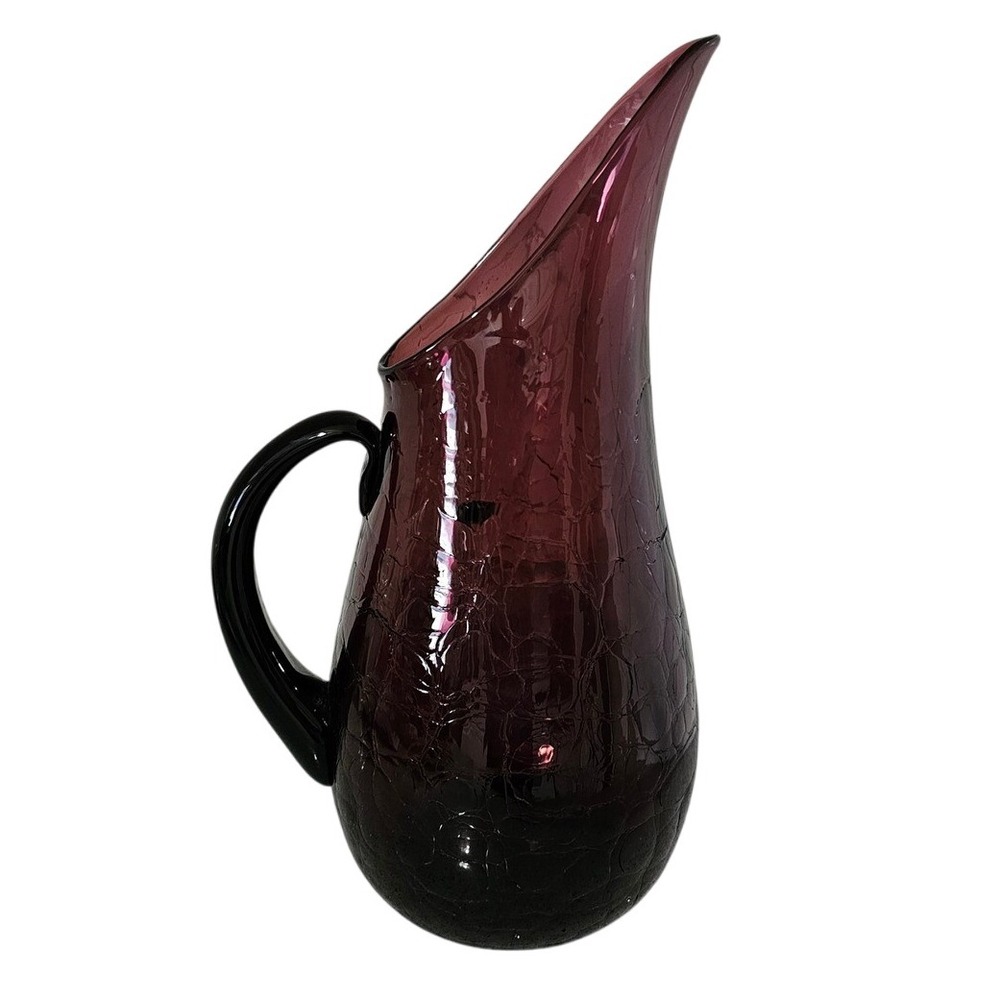 Blenko #939P Amethyst Crackle Glass Pitcher